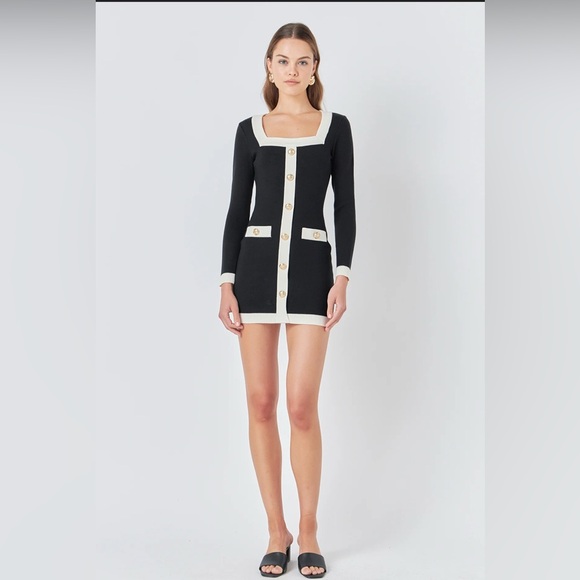 LONG-SLEEVE KNIT MINI DRESS - Picture 1 of 11